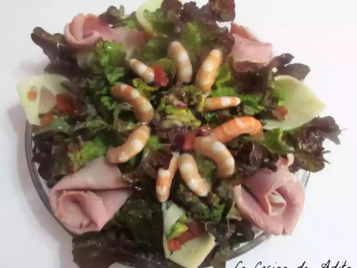 Ensalada flor con lechuga de roble