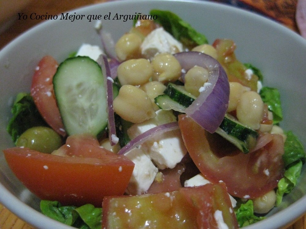 Ensalada griega con garbanzos Receta Petitchef