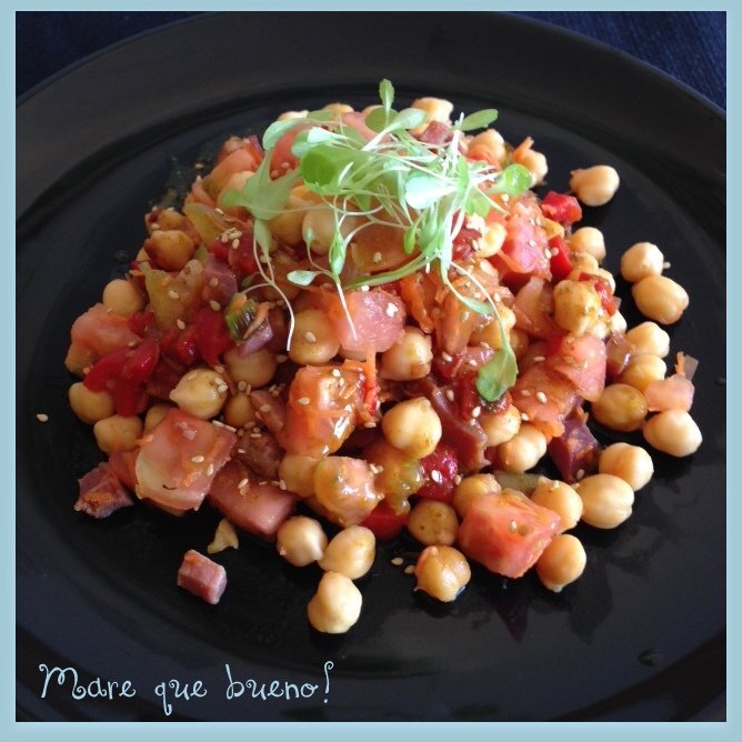 Ensalada templada de garbanzos con vinagreta de curry Receta Petitchef