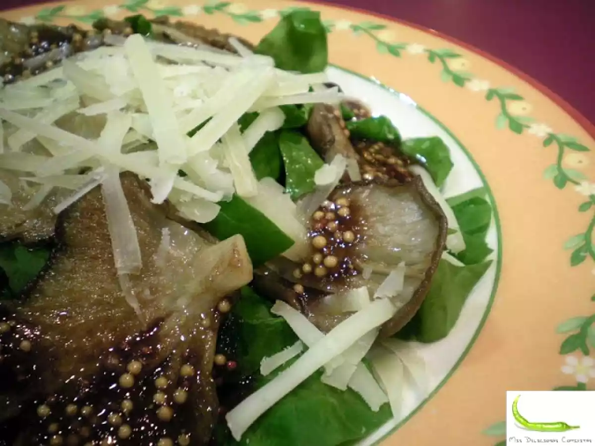 Ensalada templada de setas y espinacas