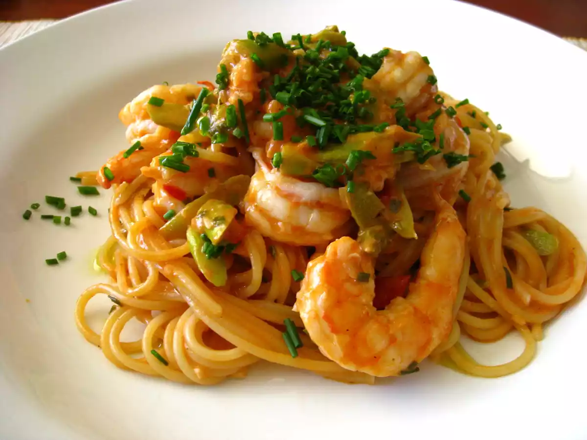 Espaguetis con Gambas