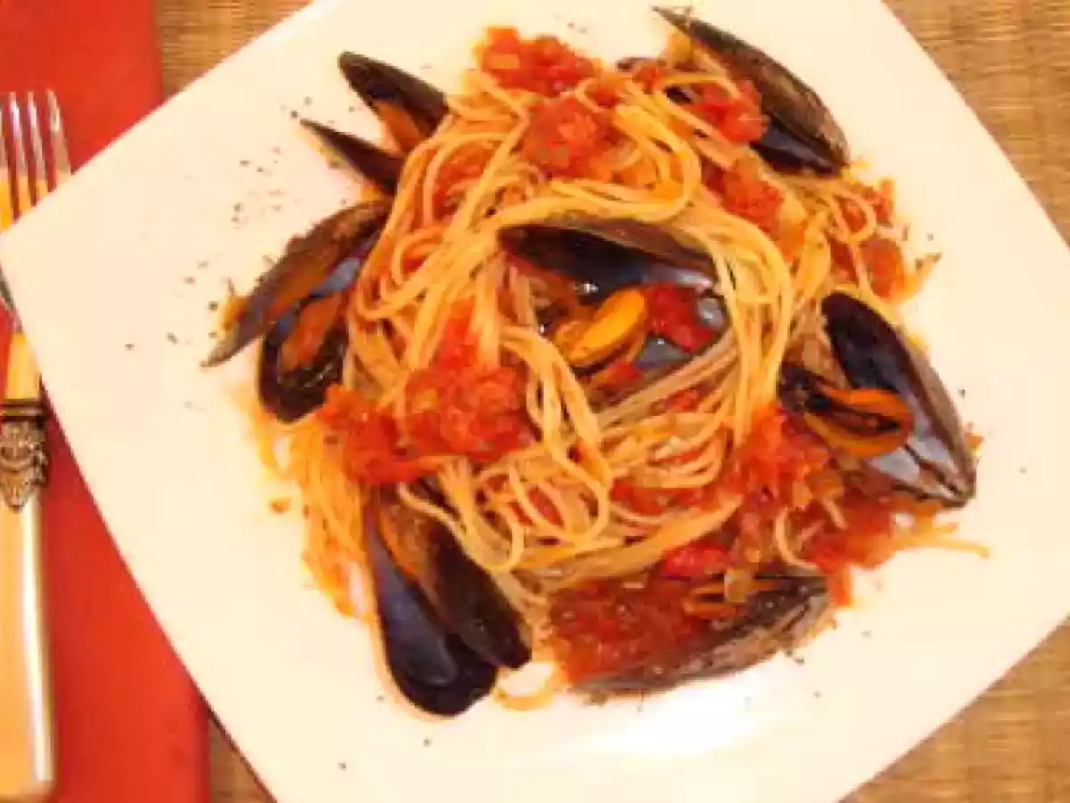 Espaguetis con mejillones