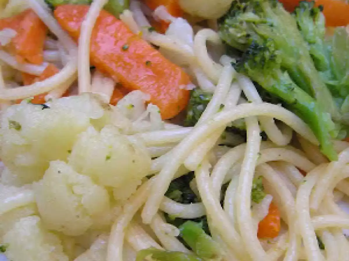 Espaguetis con verduras para microondas