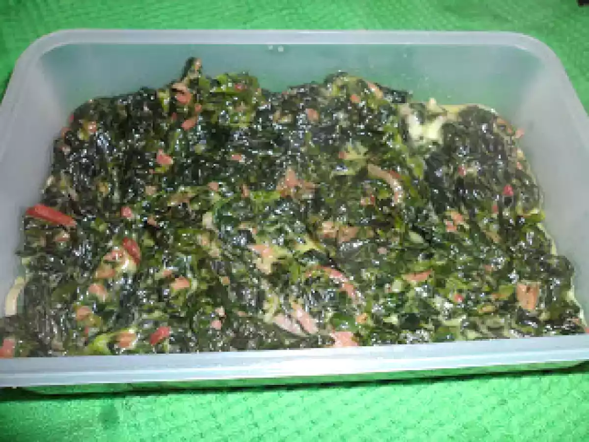 Espinacas con jamón y queso