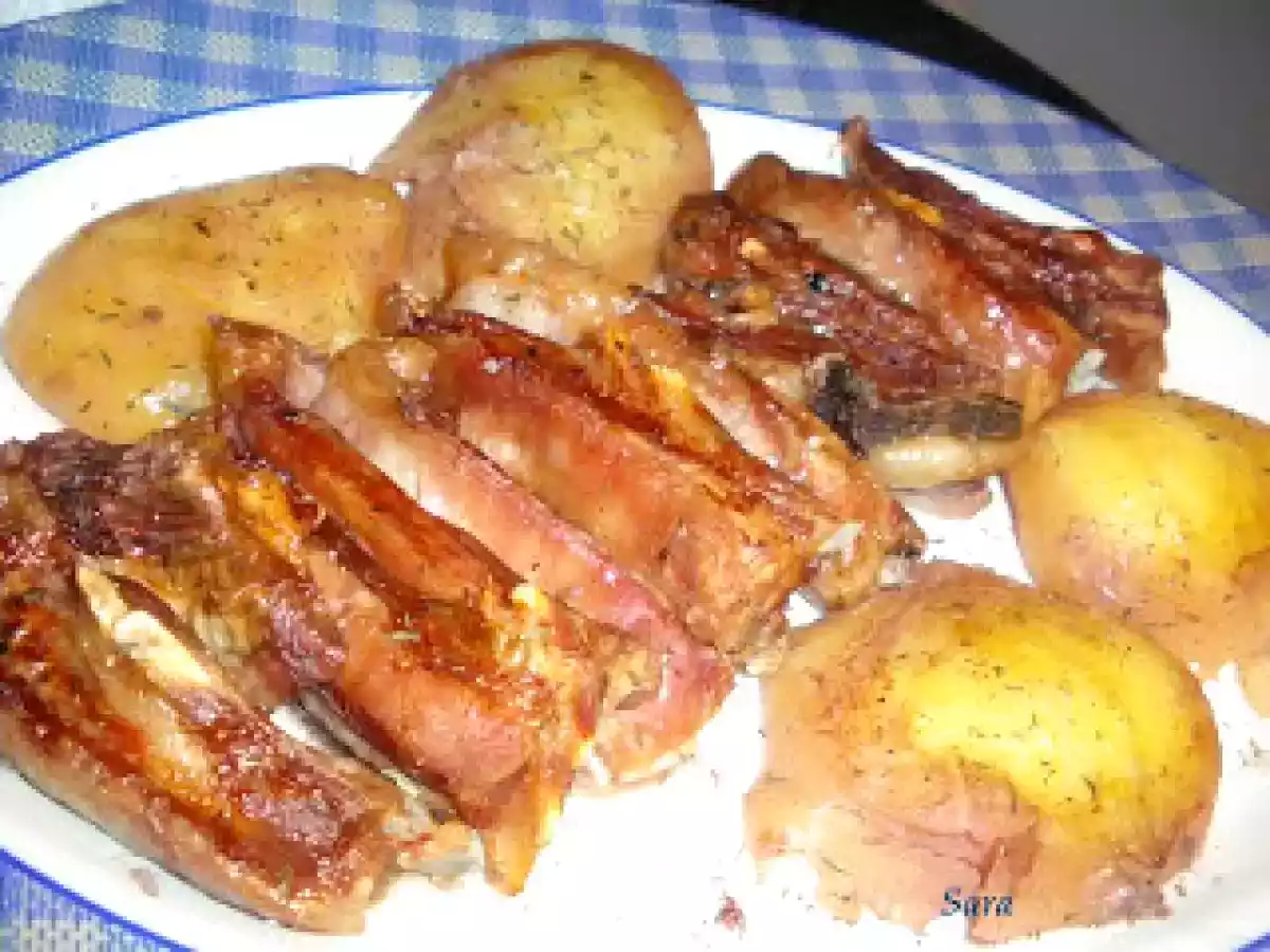 Falda de lechazo al horno