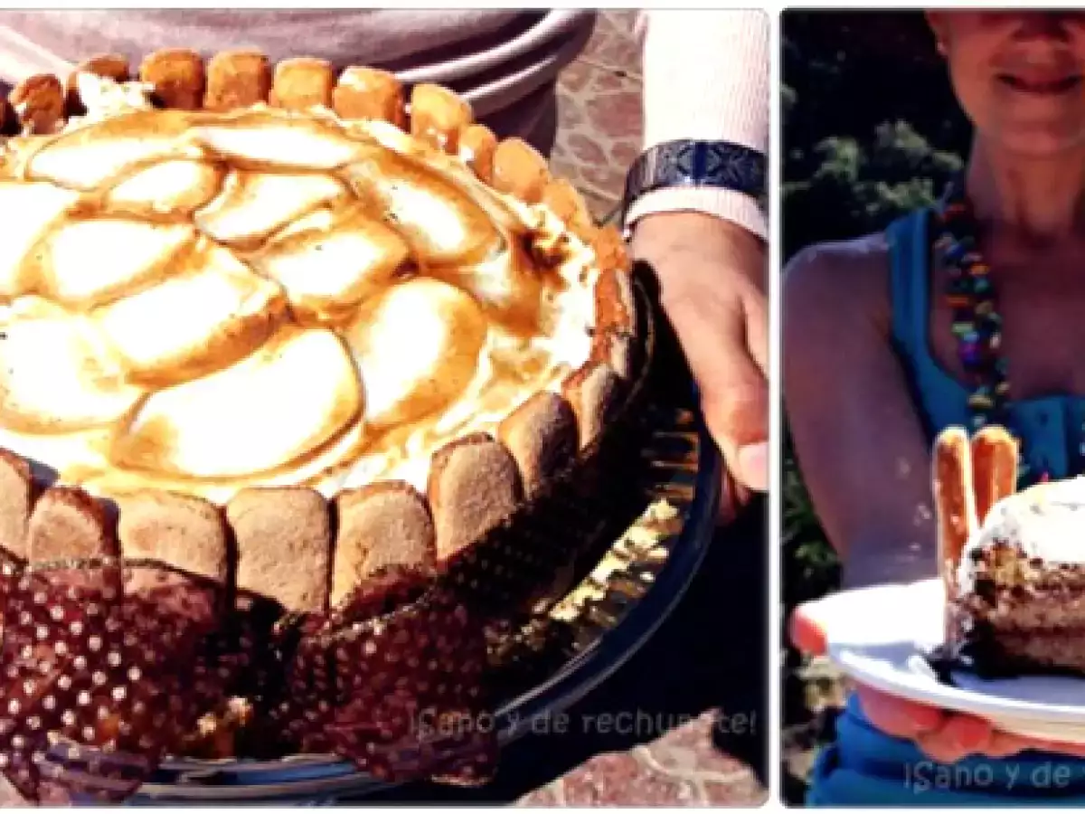 Falsa charlota borracha cubierta de merengue italiano