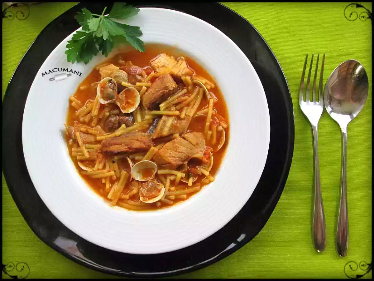 Fideos a la cazuela con atun fresco