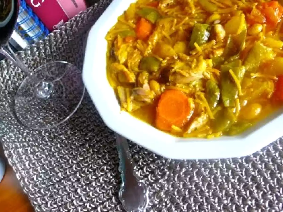 Fideos con cordero lechal