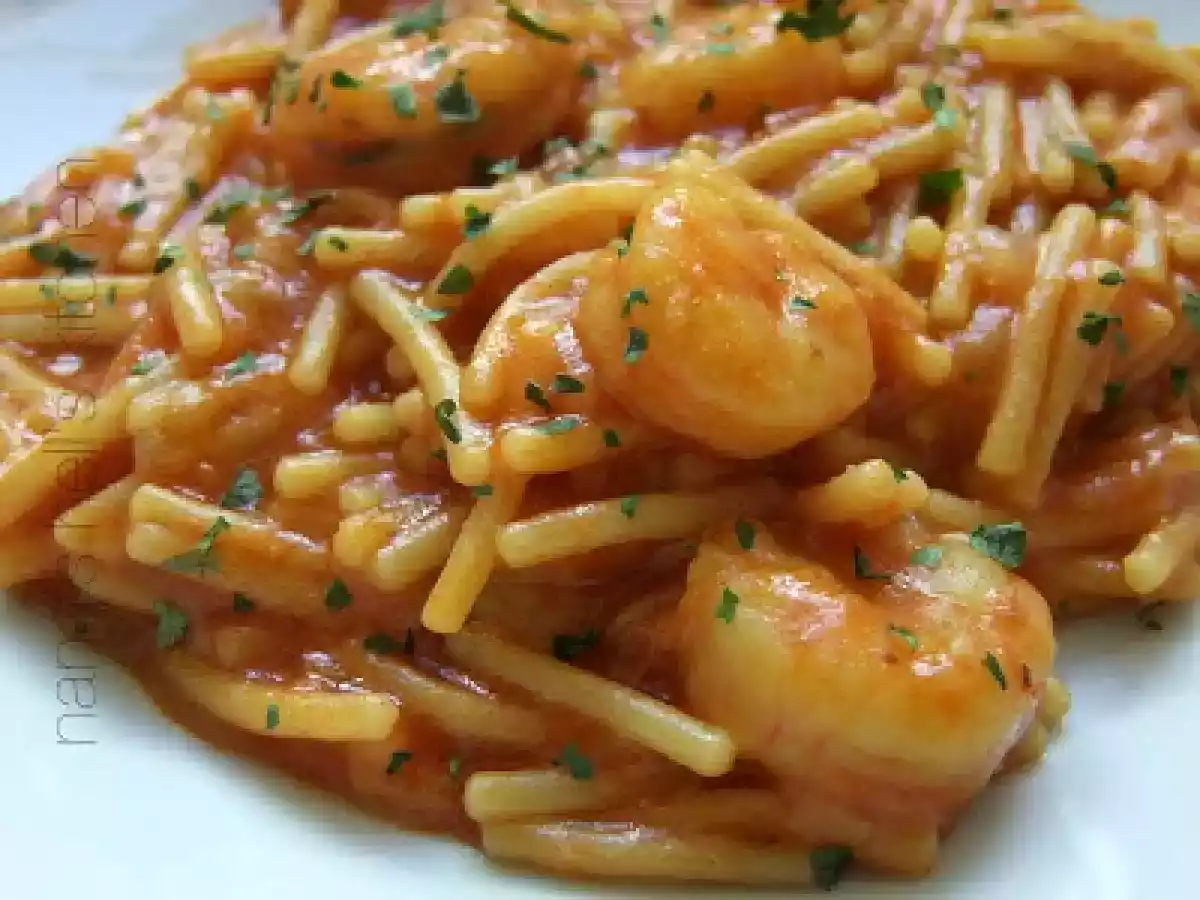Fideos con gambas en Fussioncook