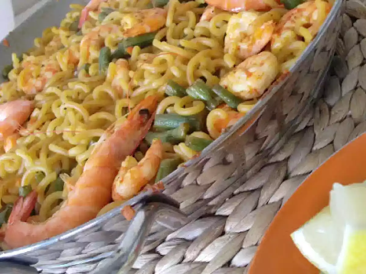 Fideuá de judías verdes y langostinos o la del día de reyes - foto 3