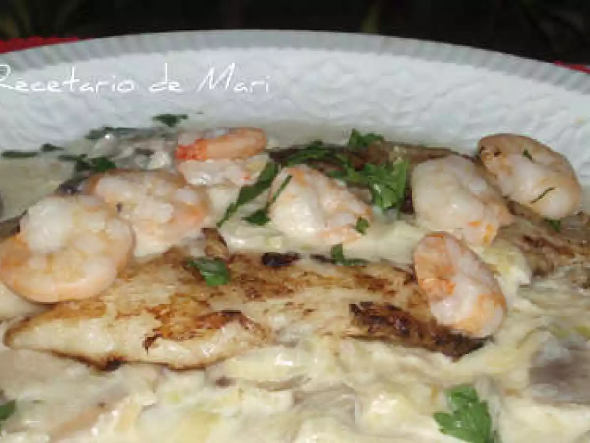 Filete de panga con champiñones