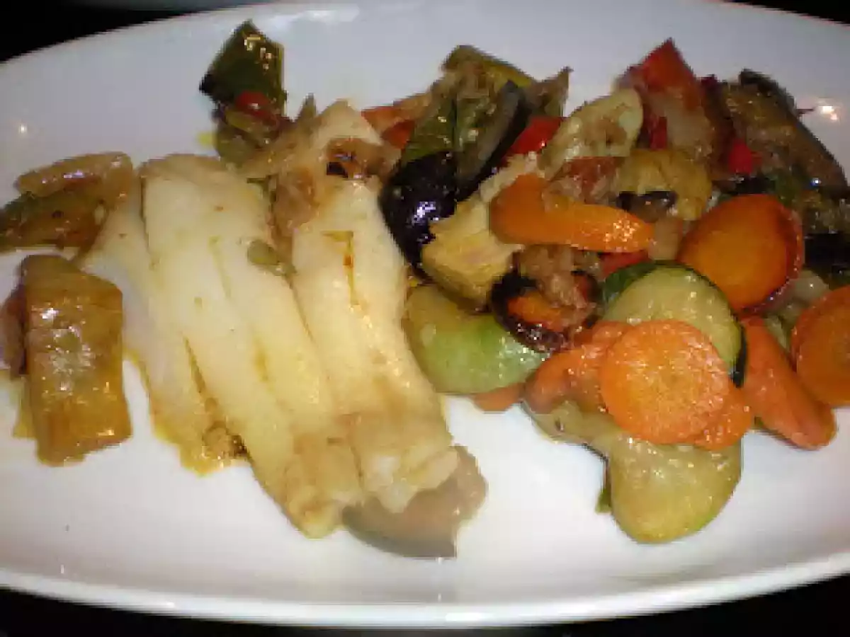 Filetes de fletan con hortalizas