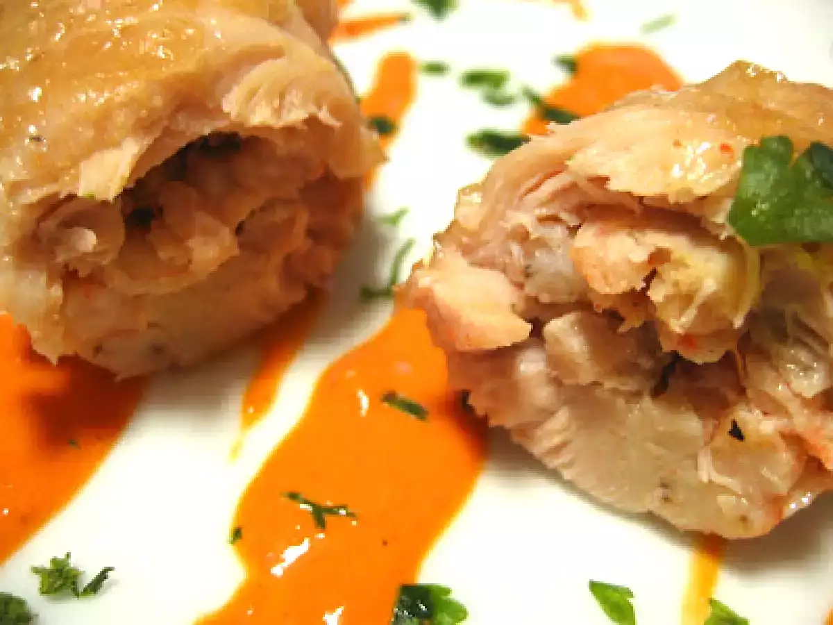 FILETES DE PAVO AL TOMILLO RELLENOS DE GAMBAS AL AJILLO - foto 2