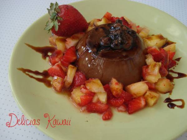 Flan de chocolate y nueces