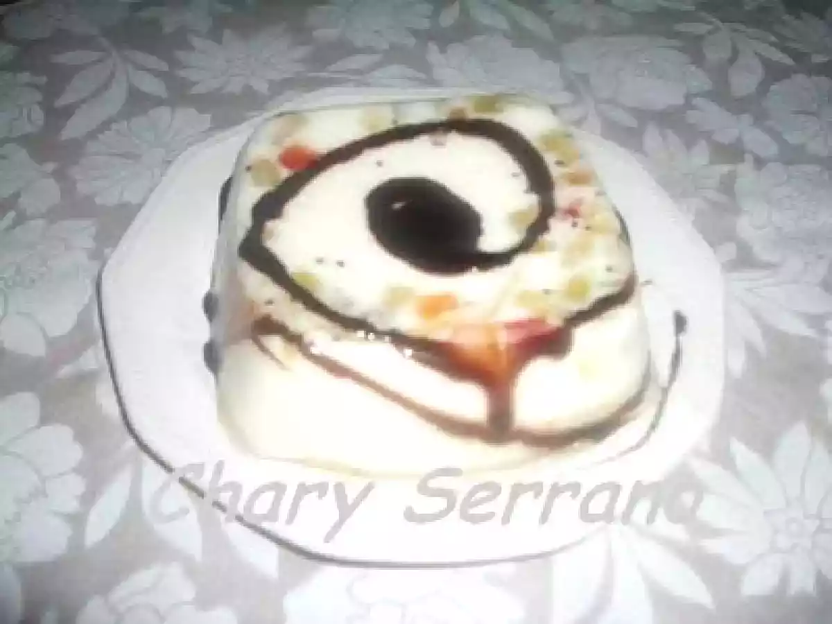 Flan de cuajada con frutas, ligth