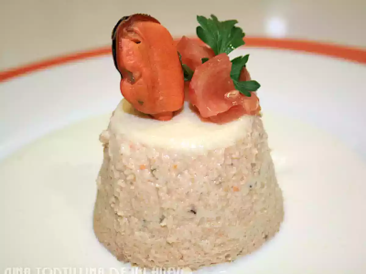 Flan de mejillones con alioli suave