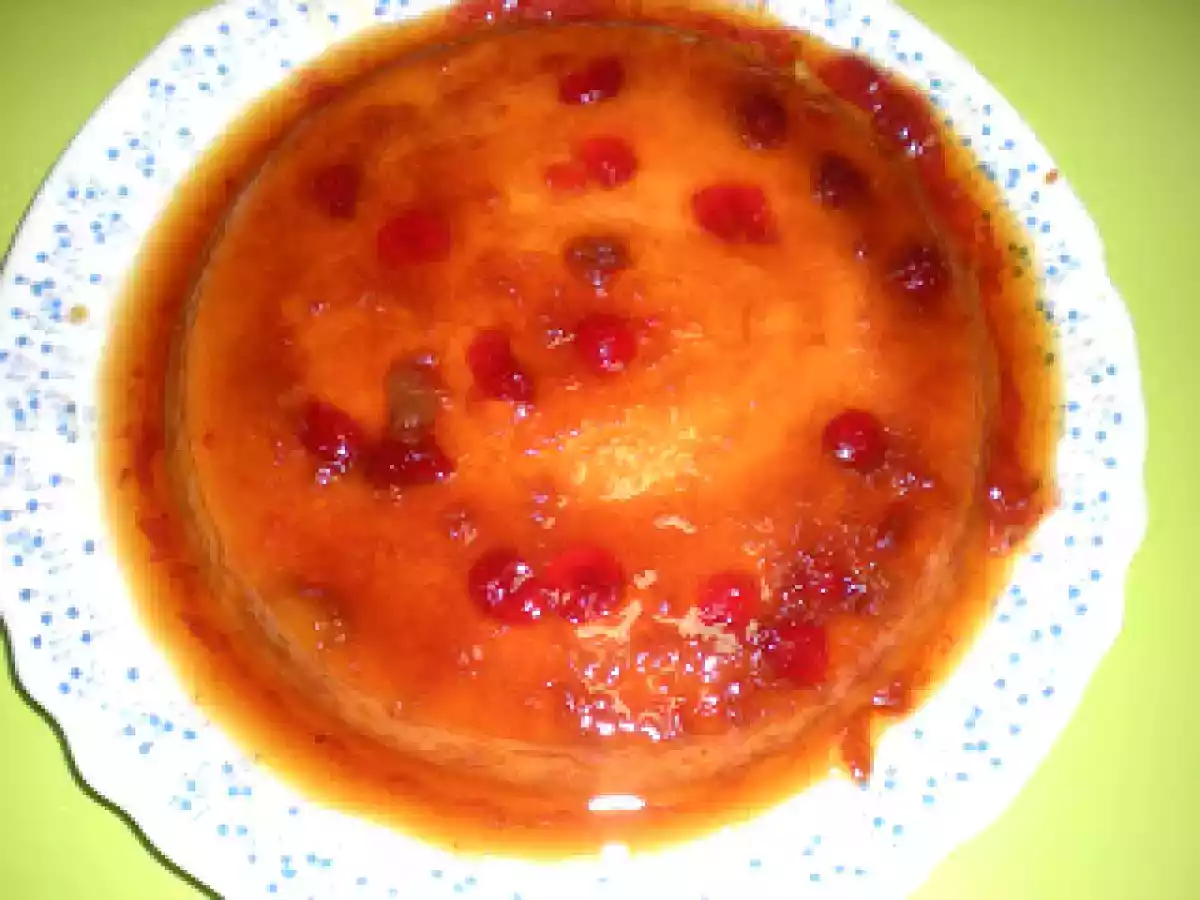 Flan de melocotón