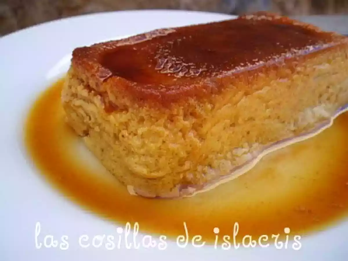 Flan de melocotón y vainilla