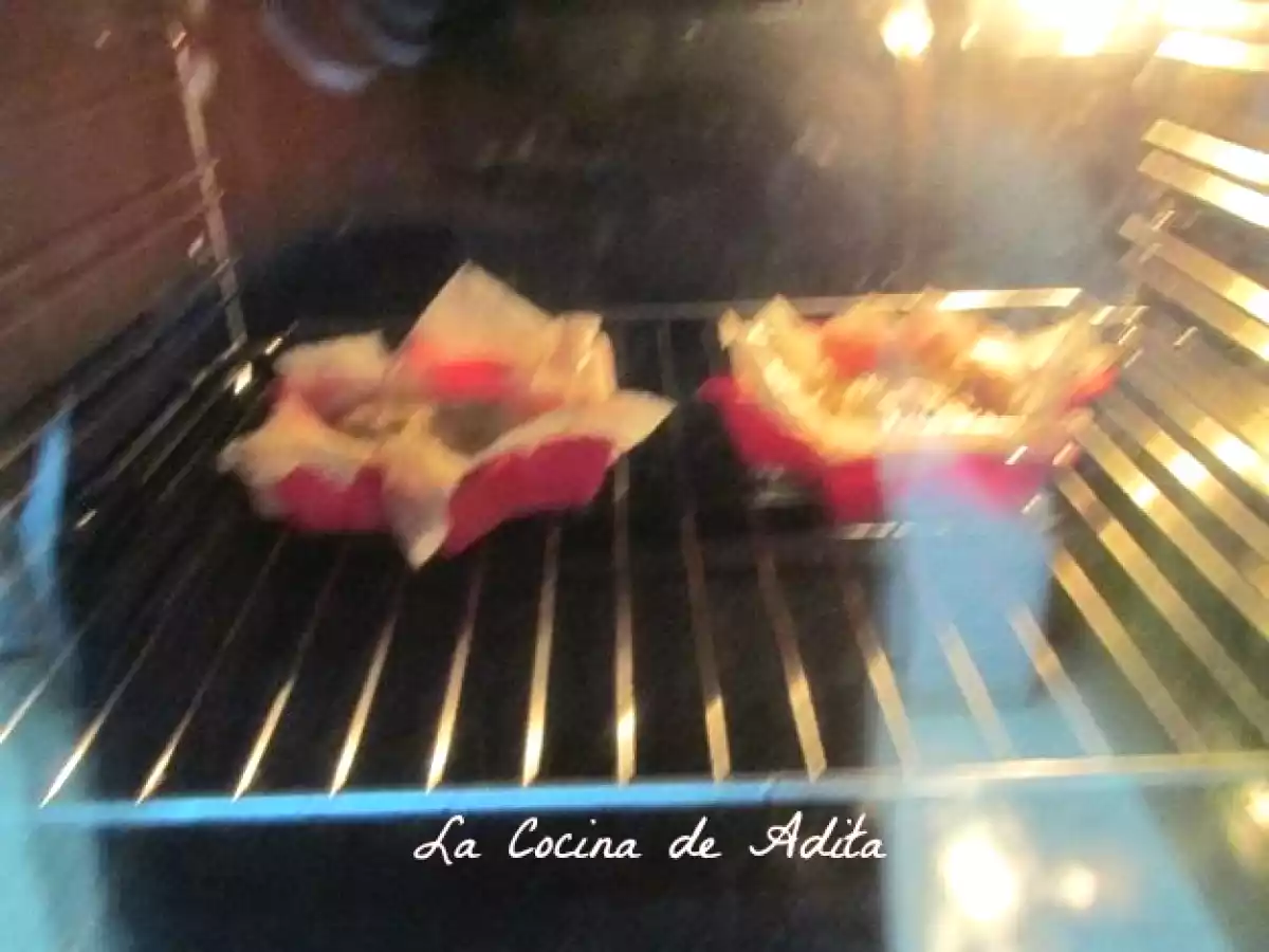 Flores de pasta filo con langostinos - foto 5