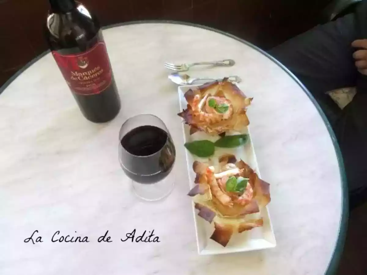 Flores de pasta filo con langostinos - foto 7