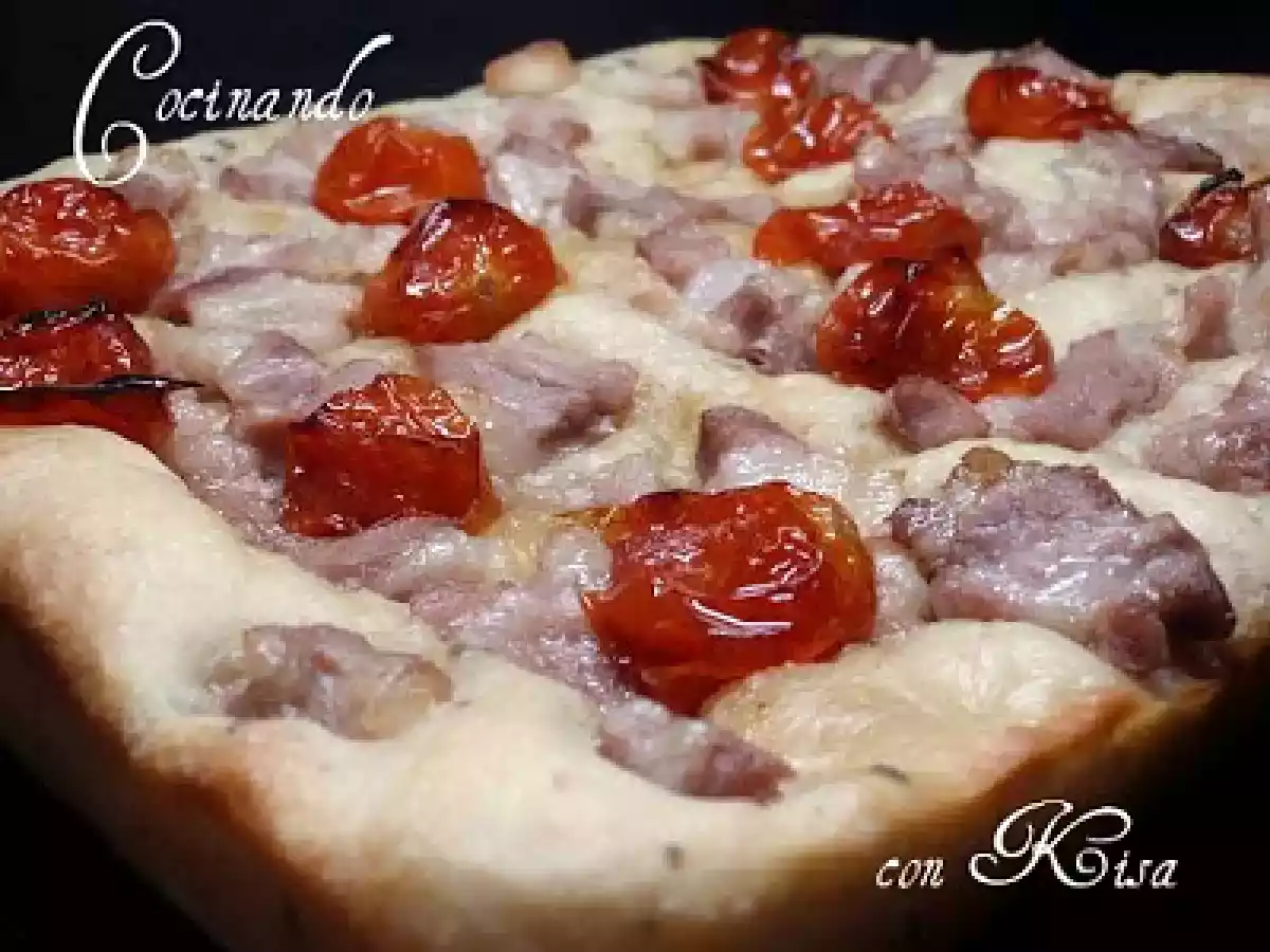 Focaccia con Tomates Cherry Confitados, Panceta y Albahaca - foto 2