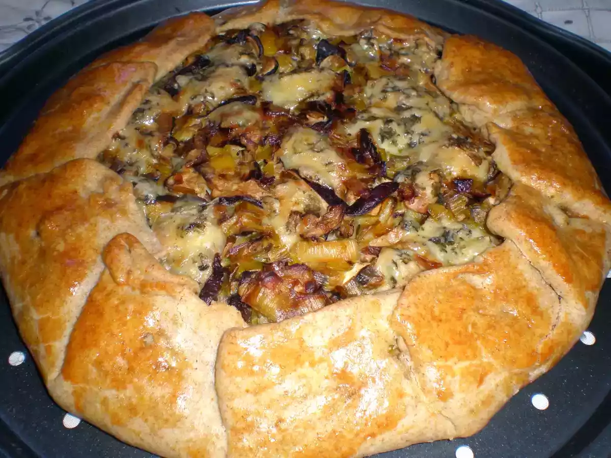 Galette de setas shiitake, puerro y gorgonzola