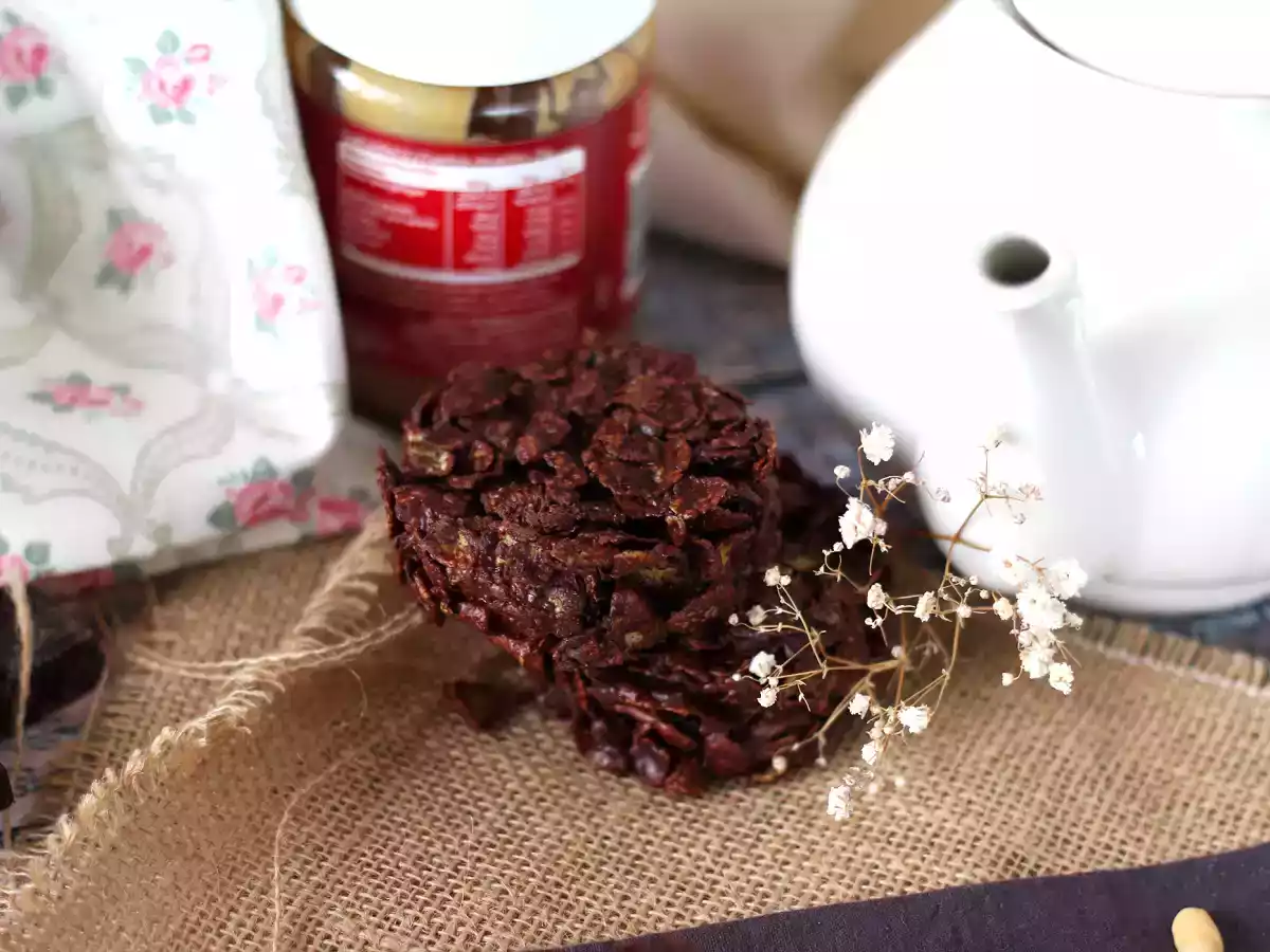 Galletas crujientes de copos de maíz con chocolate y crema de cacahuete - foto 3