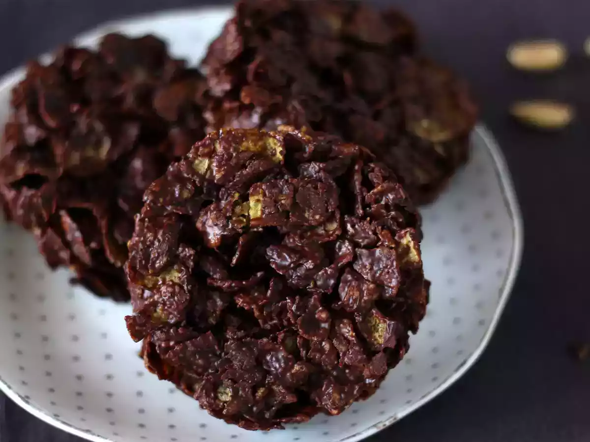 Galletas crujientes de copos de maíz con chocolate y crema de cacahuete - foto 4