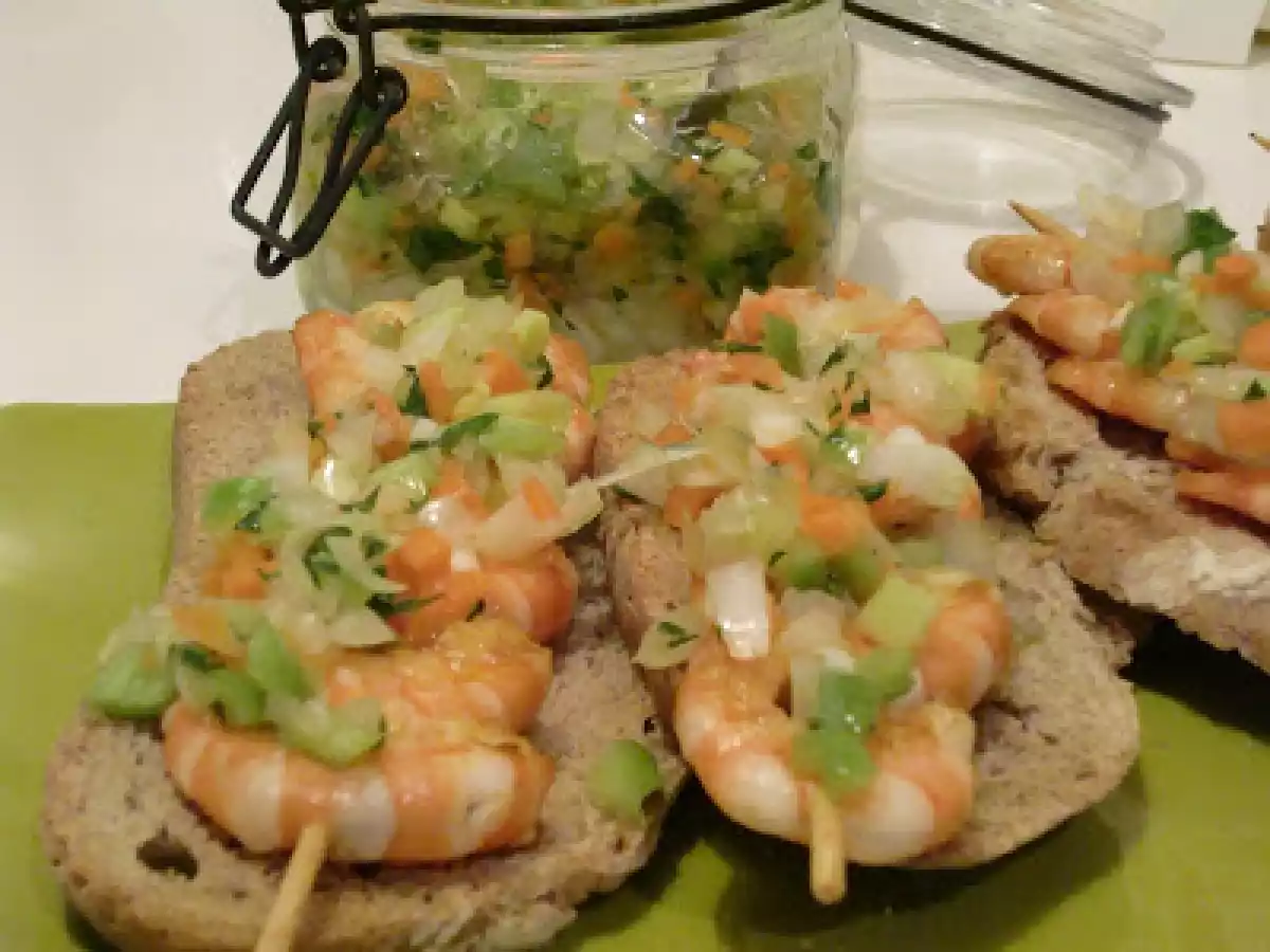 Gambas en brocheta con vinagreta - foto 2