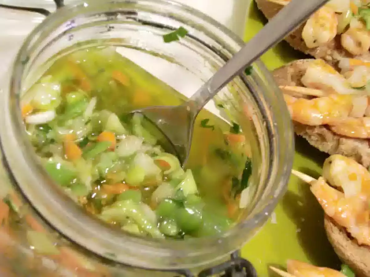 Gambas en brocheta con vinagreta - foto 3