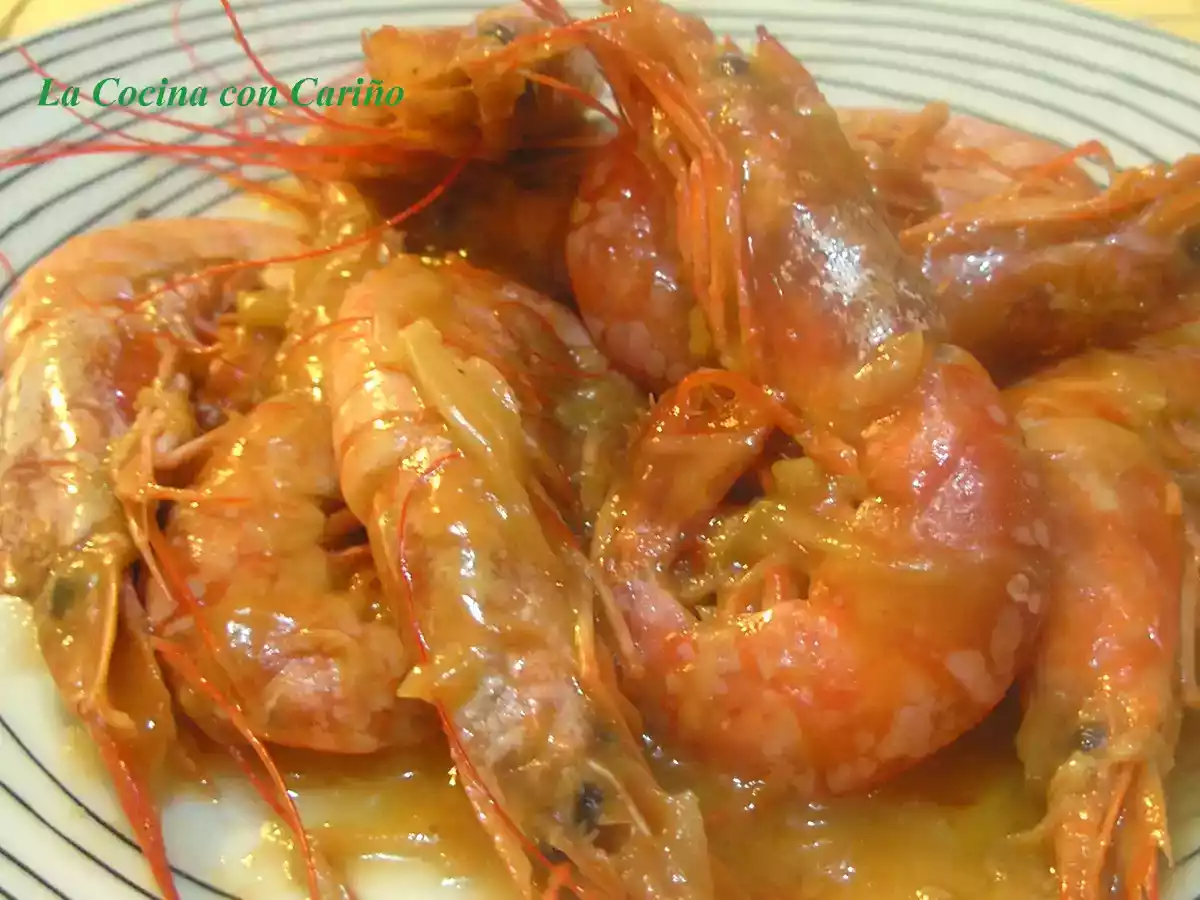 Gambones con salsa de soja y genjibre