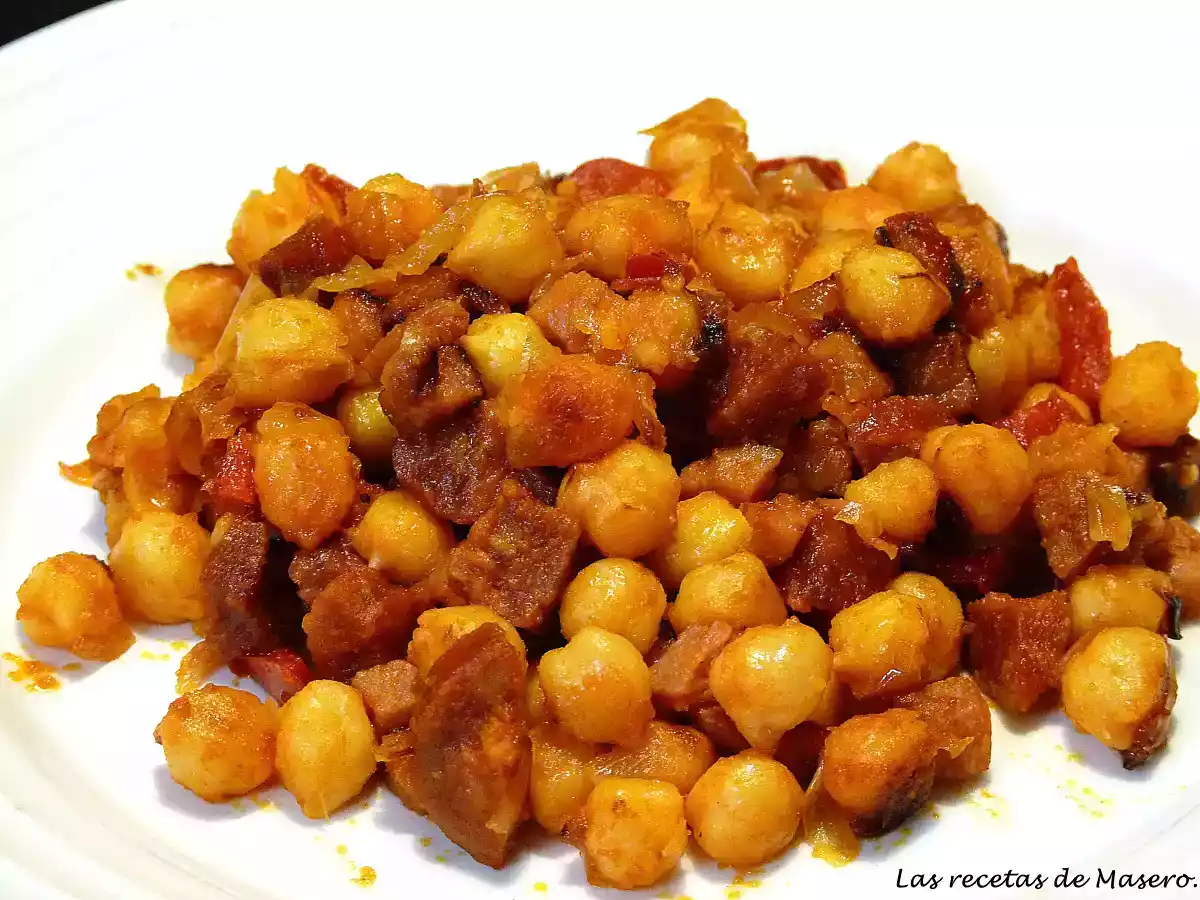 Garabanzos con chorizo y jamón serrano modo chef o Matic pro y modo tradiiconal.