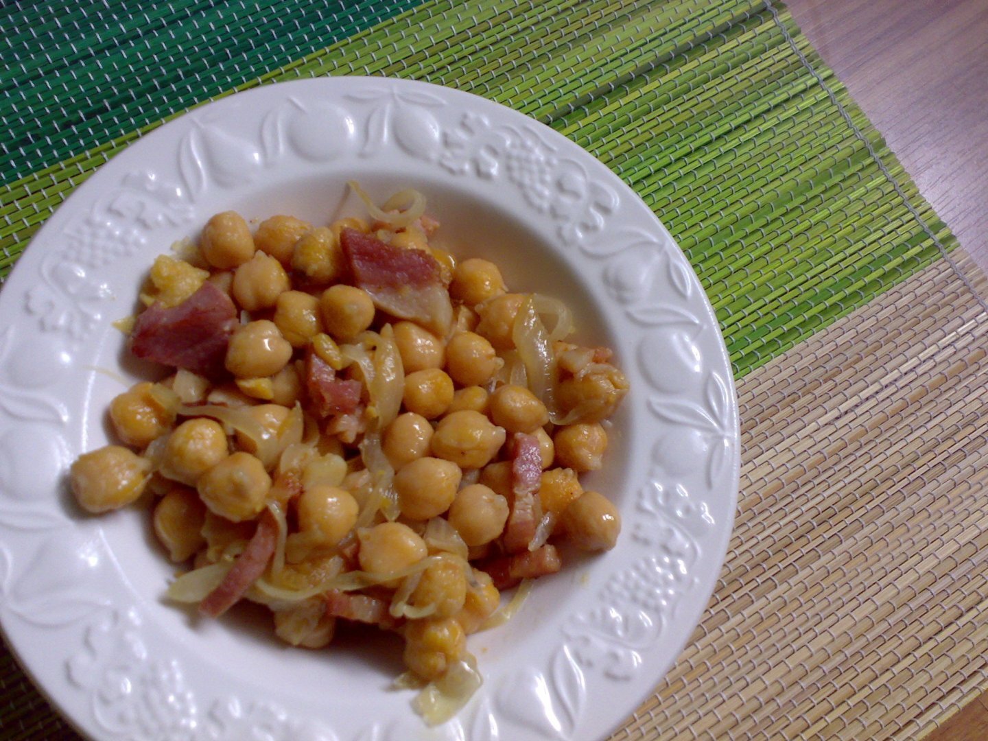 Garbanzos fritos con bacon Receta Petitchef