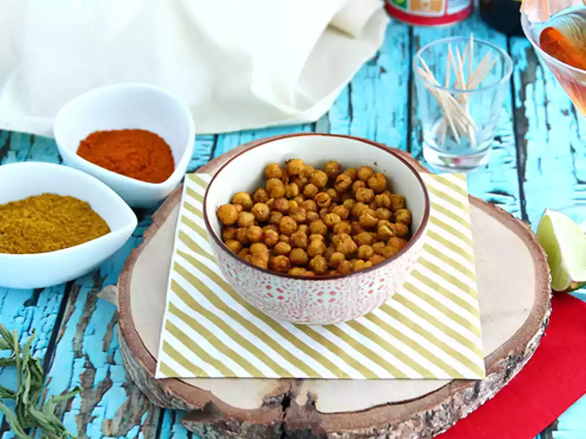 Garbanzos tostados al horno con curry