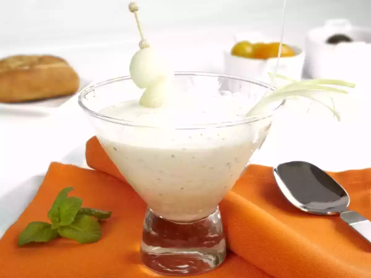 Gazpacho de Philadelphia, pepino, melón y menta
