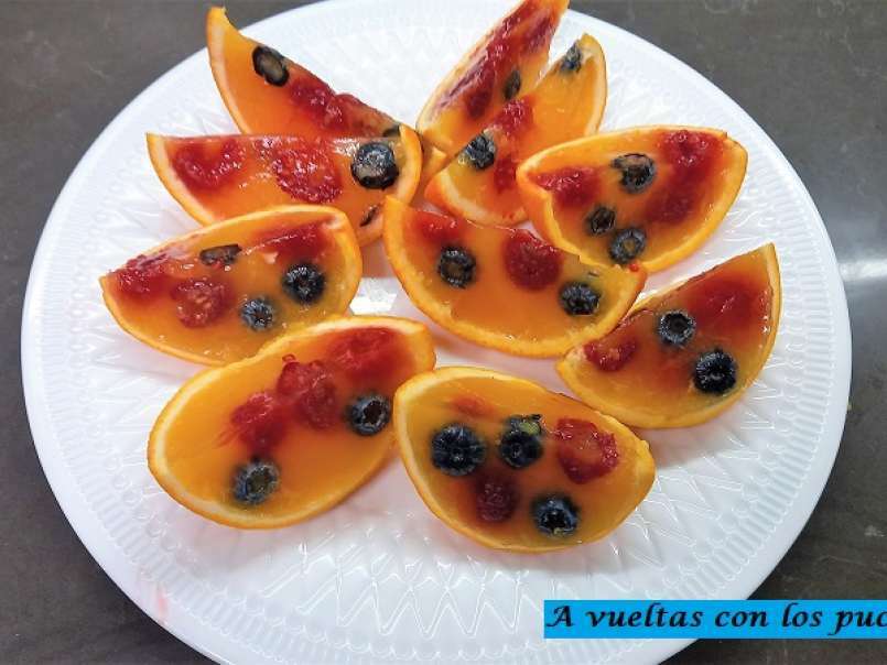 Gelatina de naranja y frutos rojos, sin azúcar