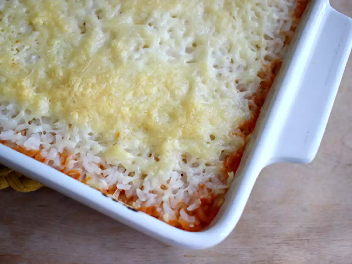 Gratinado de arroz con tomate