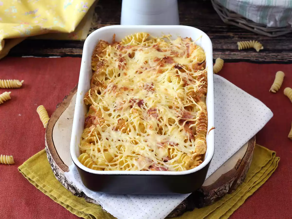 Gratinado de pasta con jamón y queso en freidora de aire: receta fácil y rápida - foto 4