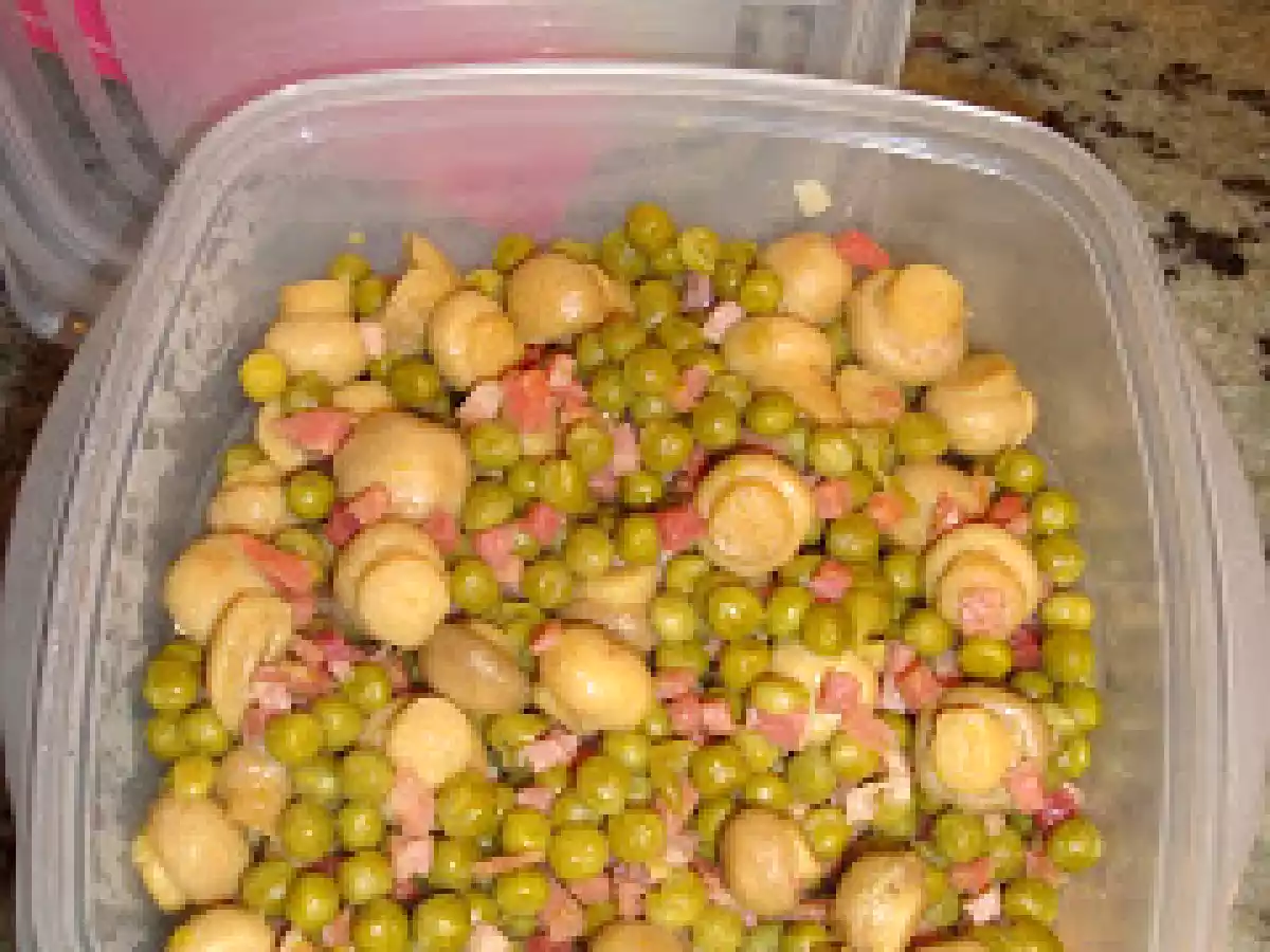 Guisantes con beicon y champiñones para llevar - foto 2