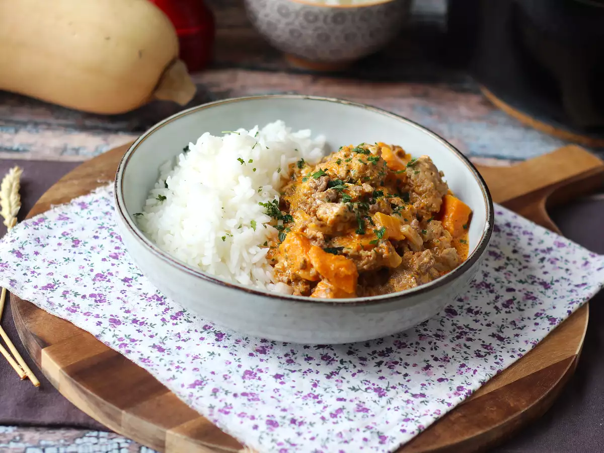 Guiso de calabaza y carne picada en una sola cazuela: cremoso y especiado - foto 4