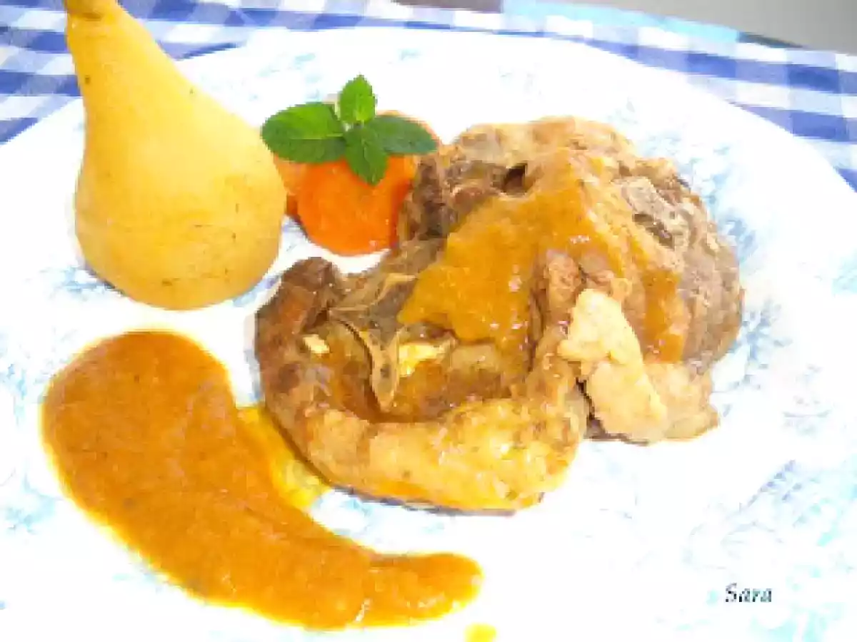 Guiso de cordero con peras a la menta