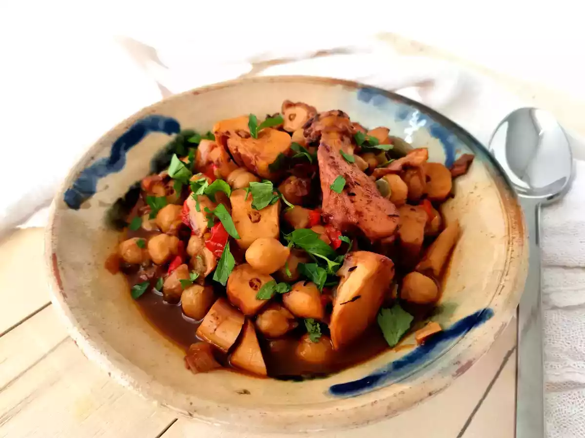 Guiso de garbanzos con rejos