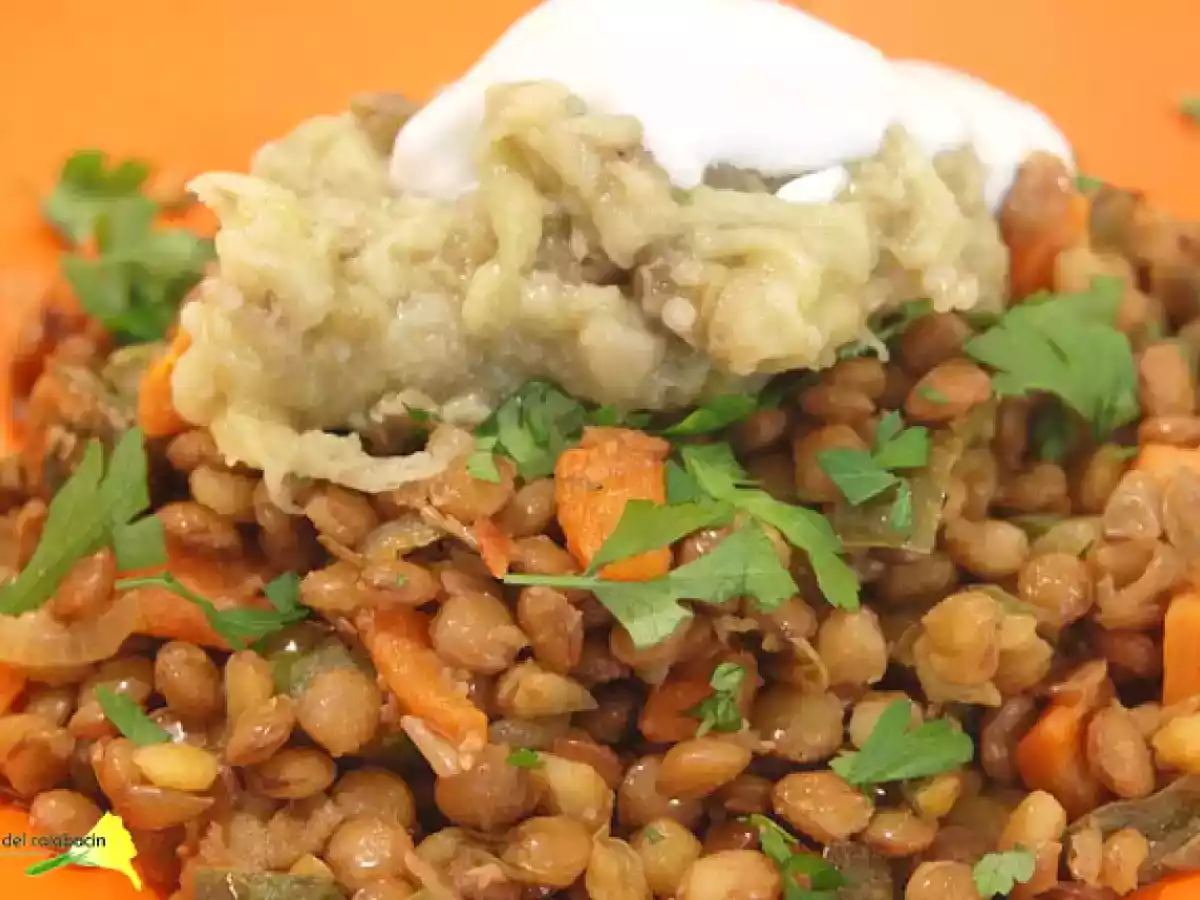 Guiso de lentejas con berenjena asada - foto 2