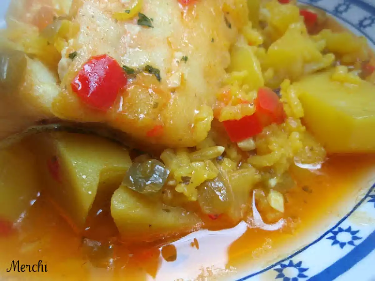 Guiso de patatas con arroz y bacalao - foto 3