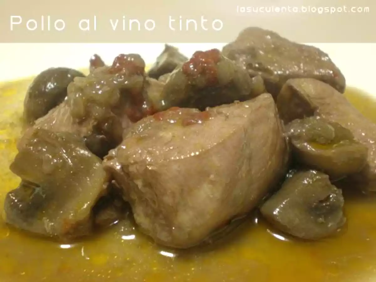 Guiso de pollo al vino tinto con champiñones - foto 2