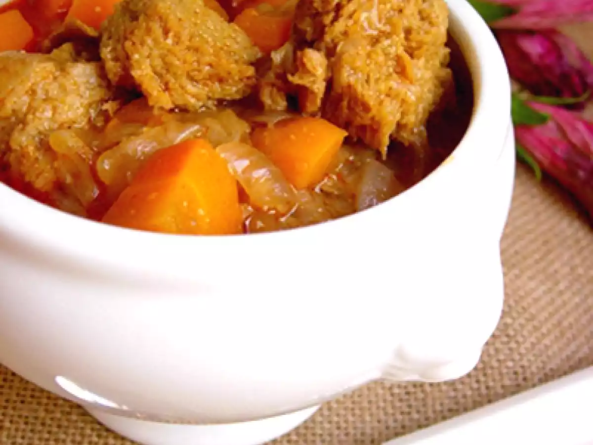 Guiso de seitán a la cerveza