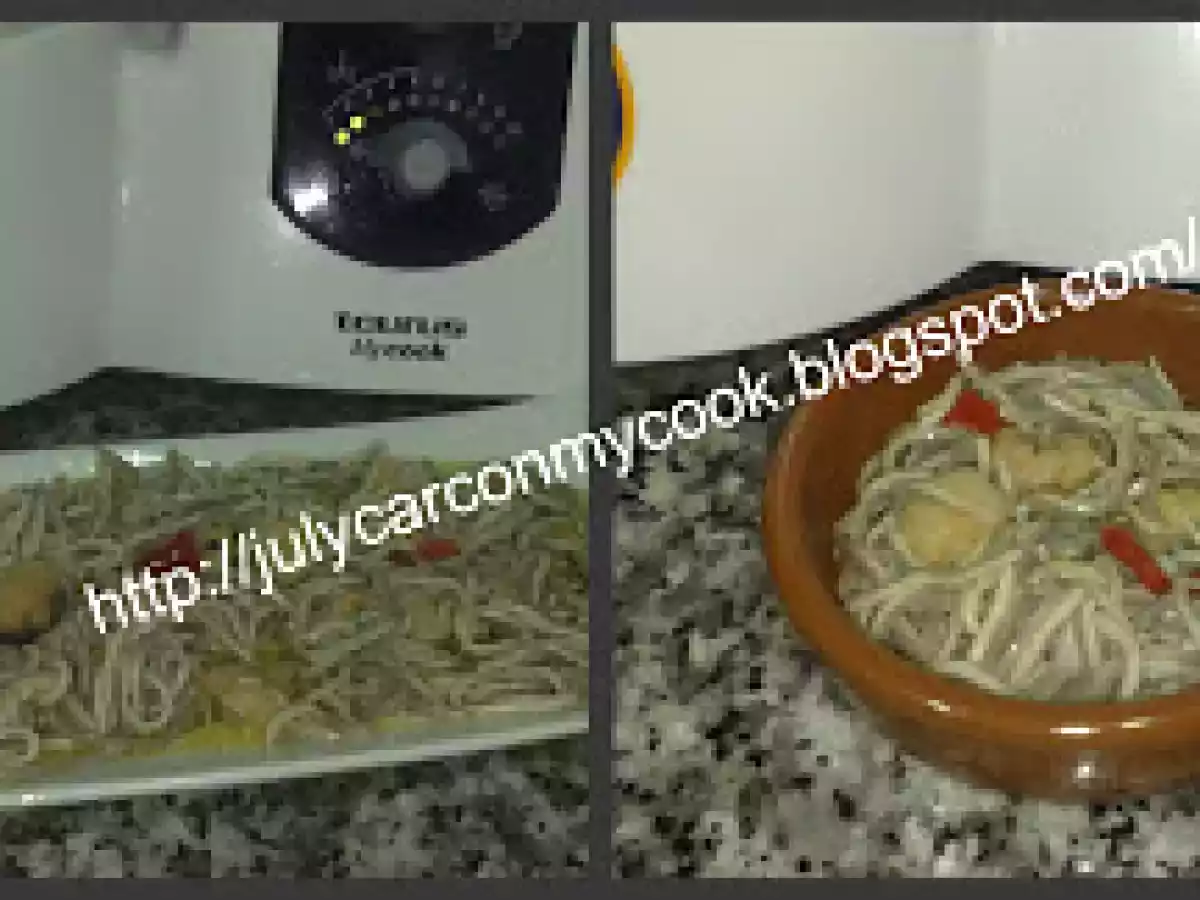 Gulas con gambas y mejillones