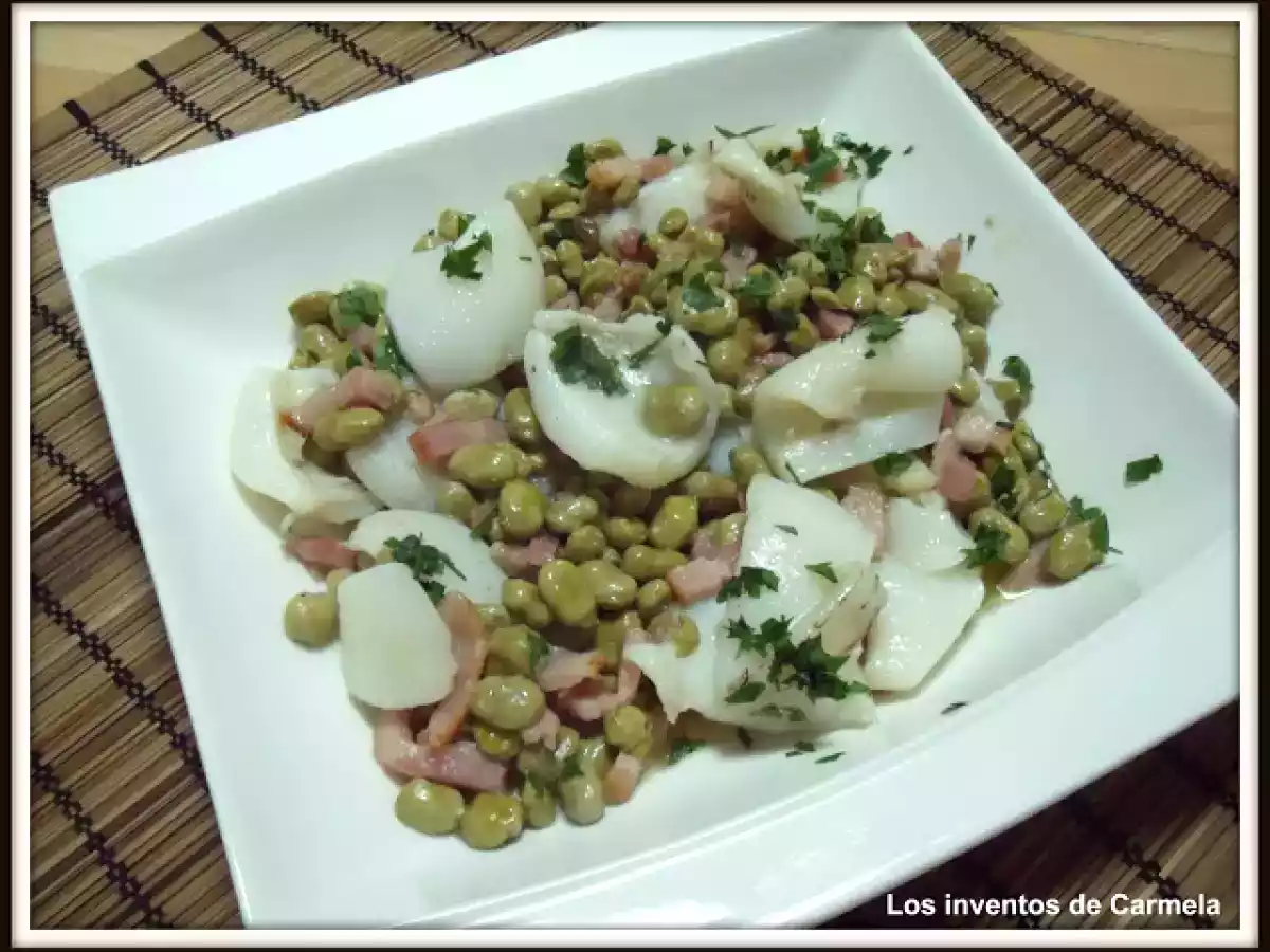 Habitas baby con sepia y bacon