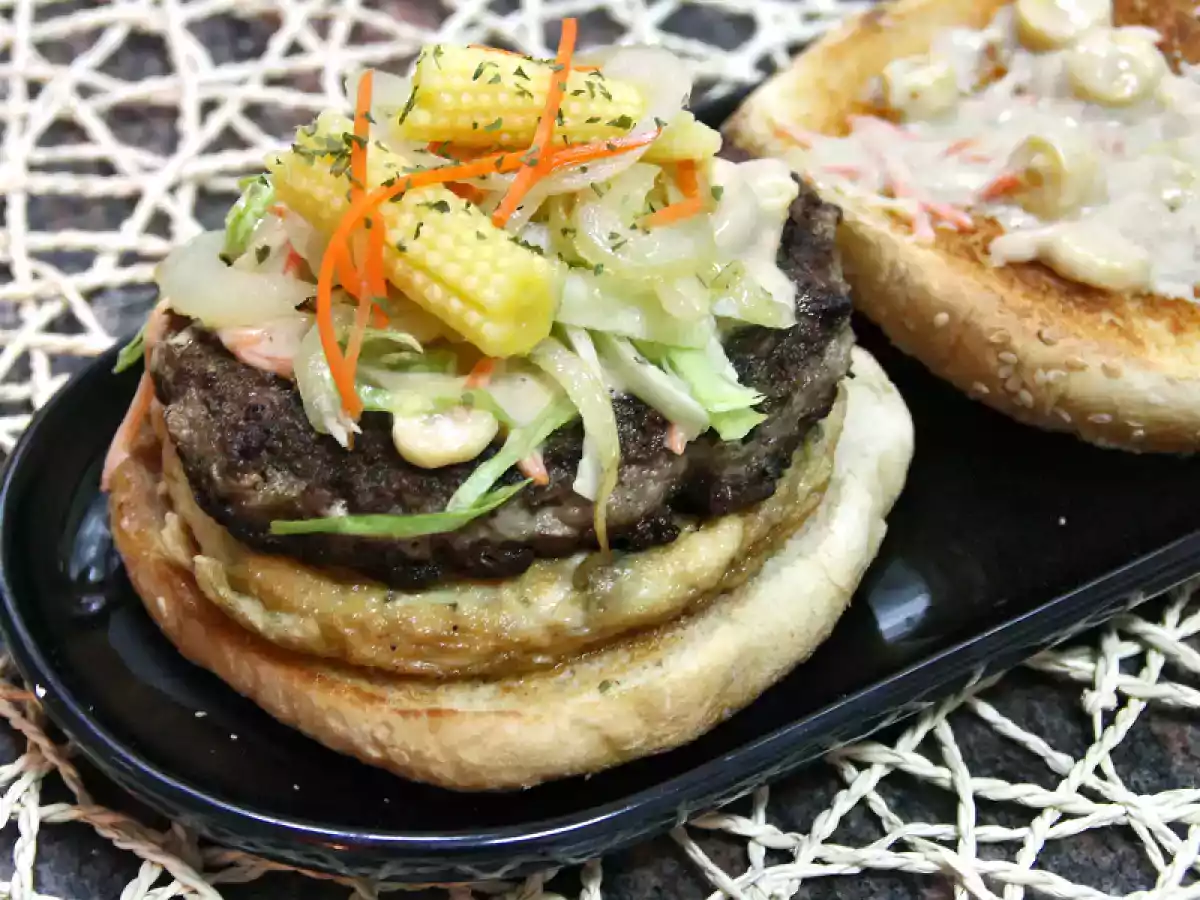 Hamburguesa casera de champiñones