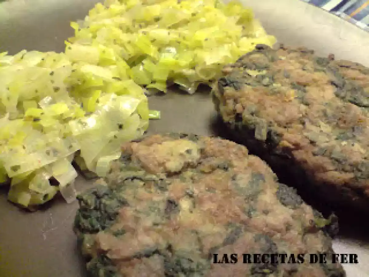 HAMBURGUESAS DE ESPINACAS CON PUERRO